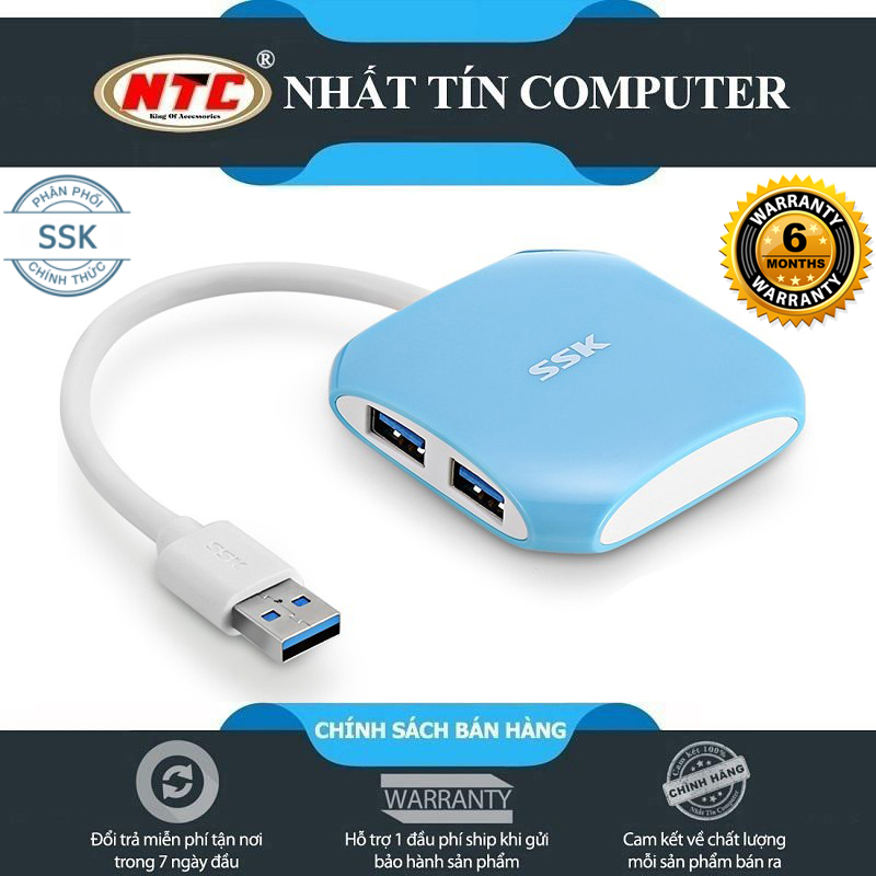 Hub chia cổng USB 3.0 SSK SHU300 từ 1 ra 4 cổng (Màu Random) - Nhất Tín Computer