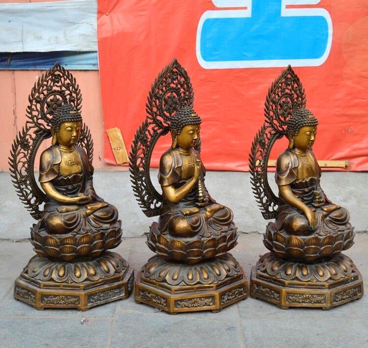[Trả góp 0%]Tượng đồng Sa Bà Tam Thánh cao 65cm