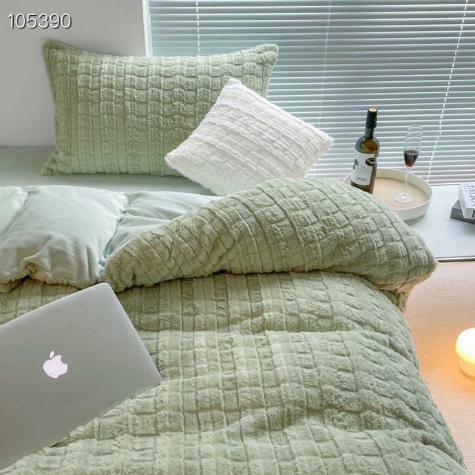 Bộ chăn ga nỉ nhung lông thỏ Hlhome bedding siêu mềm mịn, ấm áp