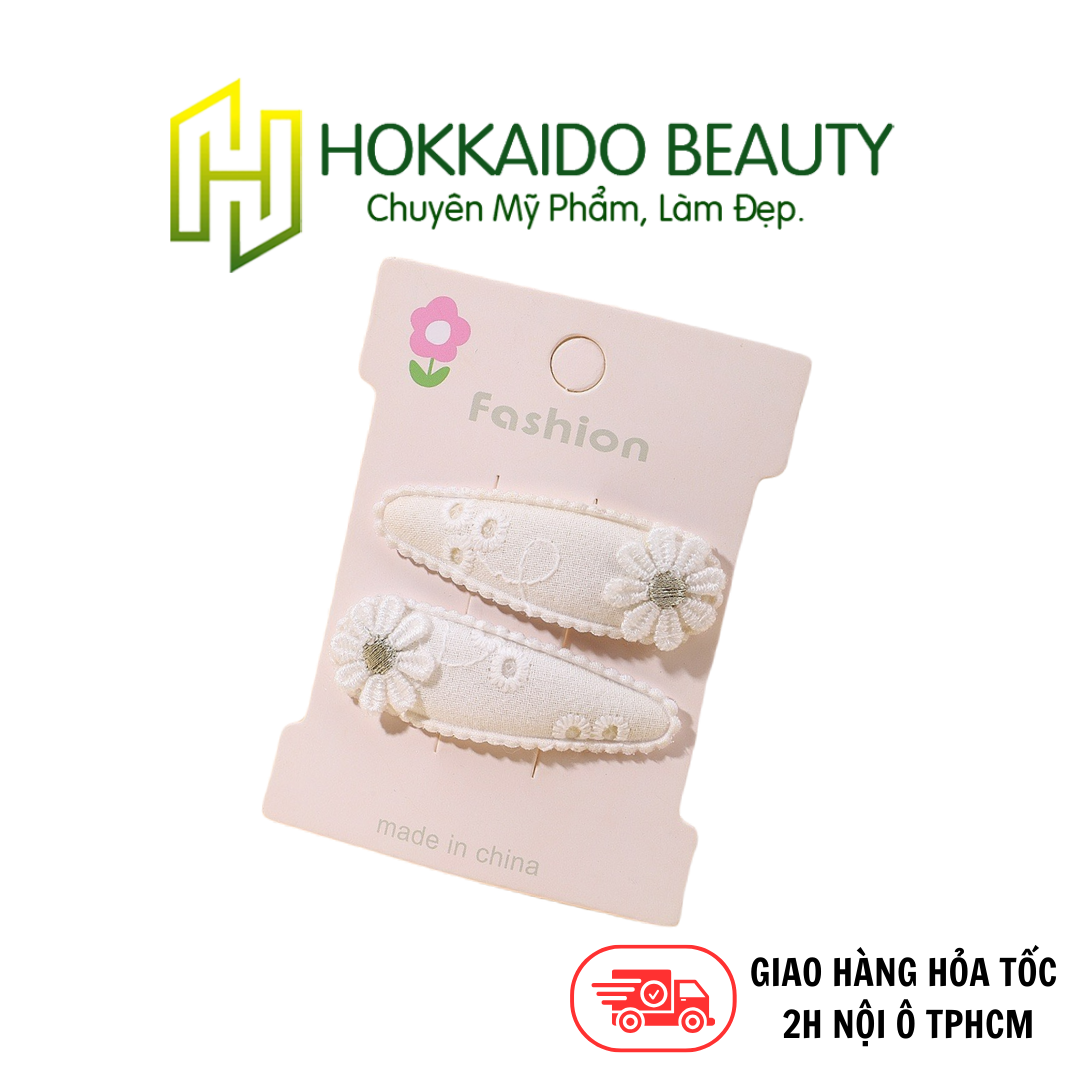 Hokkaido - Set 2 kẹp tóc giọt nước thêu hình hoa cúc