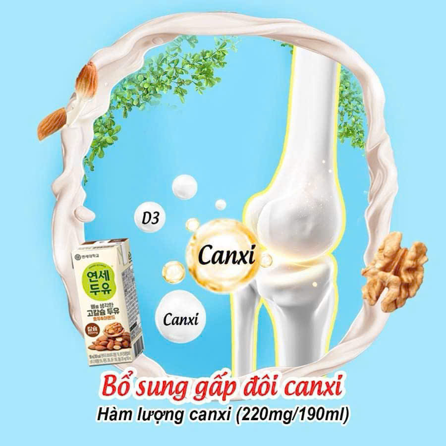 [ Không Đường ] Sữa Hậu Óc Chó Hạnh Nhân Đậu Đen Hàn Quốc YONSEI 24 hộp x 190ml
