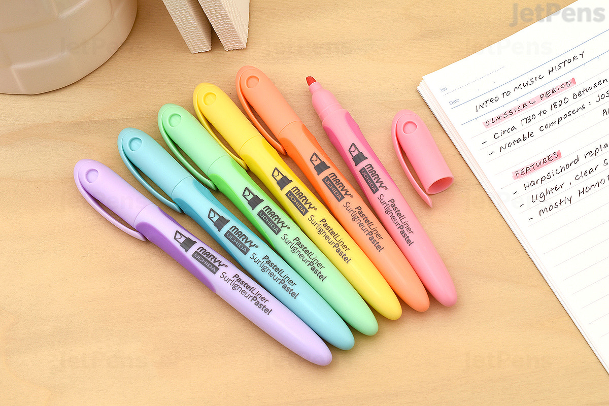 [HCM]Bộ 6 bút đánh dấu Marvy PastelLiner Highlighter (6 màu Pastel)