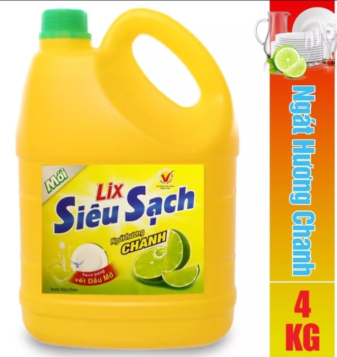 Nước rửa chén Lix Siêu sạch hương Chanh can 3.6kg
