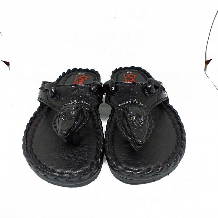 Dép đầu cá sấu màu đen TH7237
