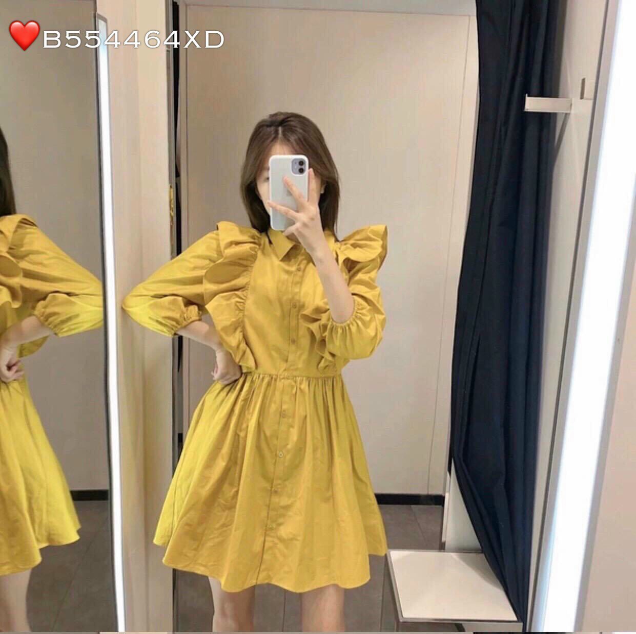 ĐẦM XÒE SƠ MI TAY DÀI PHỐI BÈO XINH XẮN DỄ THƯƠNG