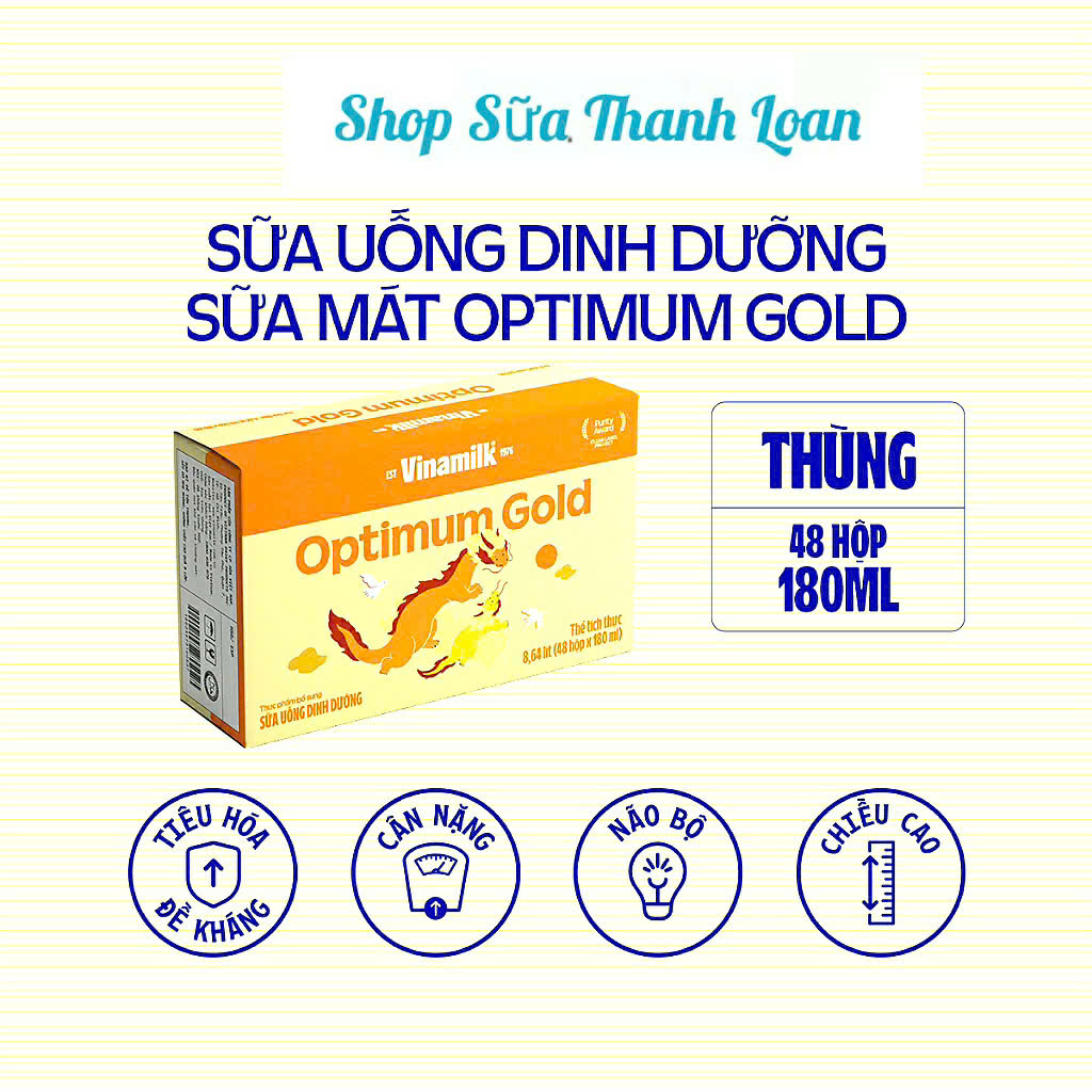 (Expiration Date September 2026) (with Points Card) Box of 24/48 Boxes of Vinamilk Optimum Gold Ready-To-Drink Milk Powder 180ml.