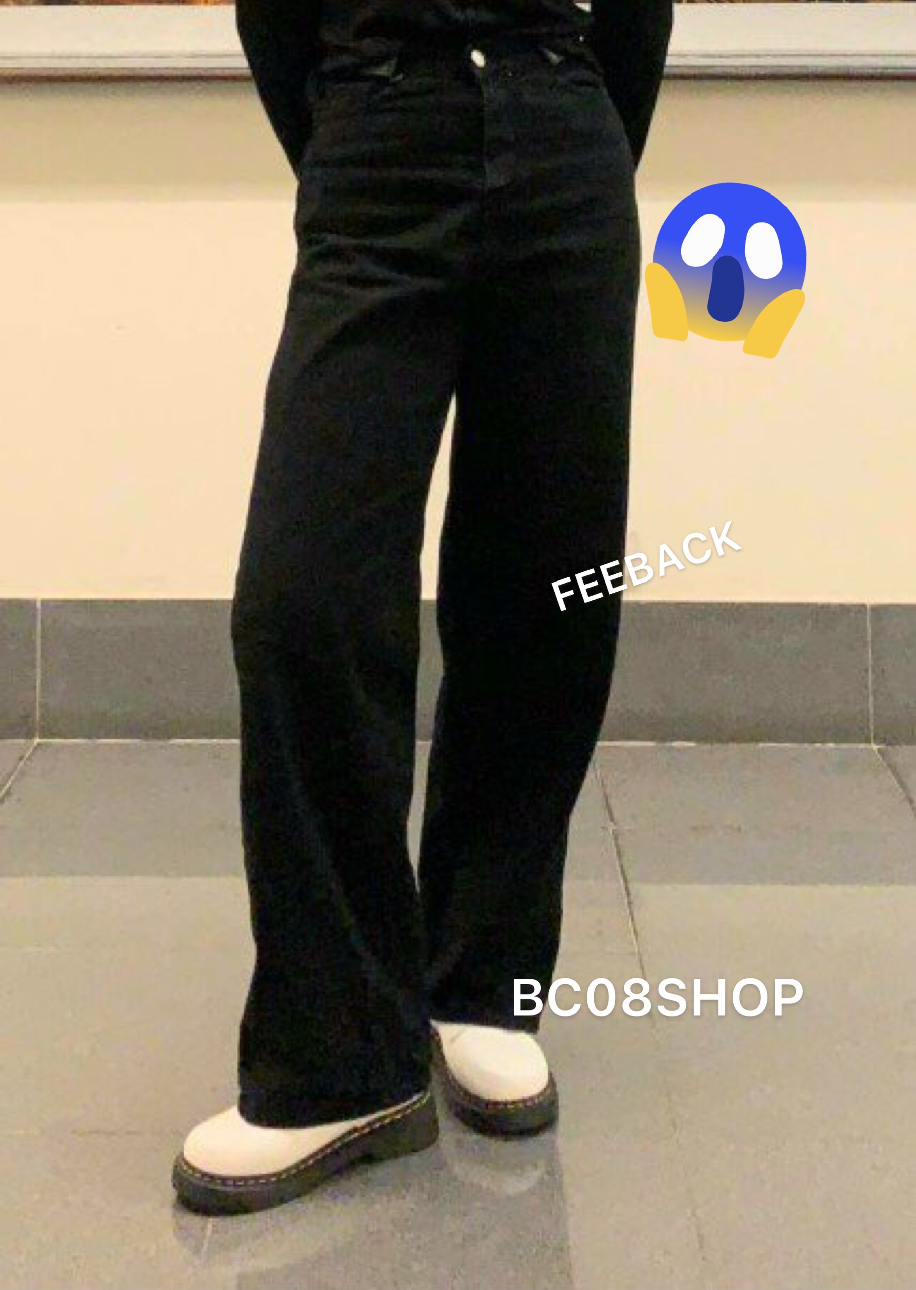 Quần Jean Nữ Ống Suông Dài Màu Đen Basic phong cách Ulzzang