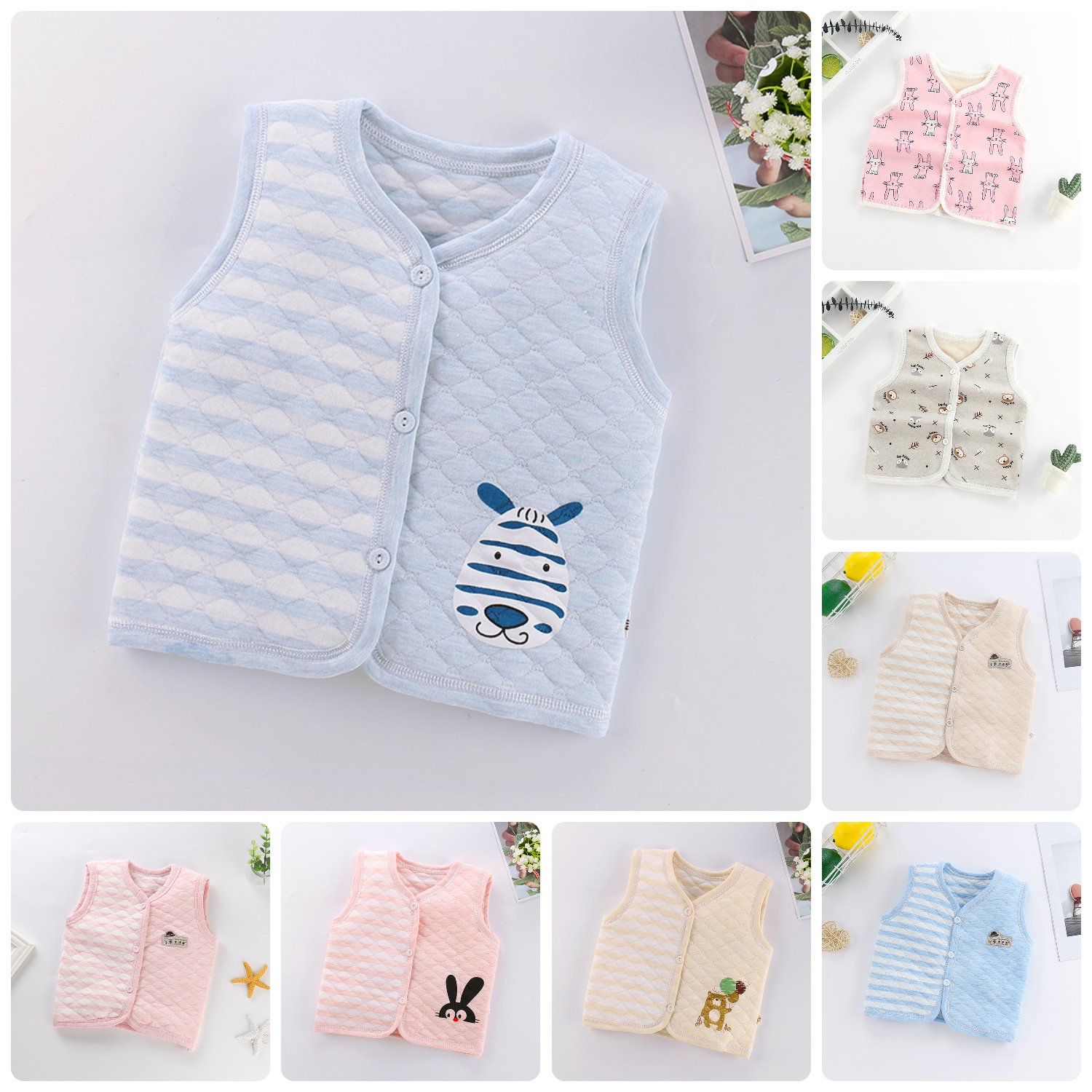 AT26 size 70-120 (4-21kg) Áo khoác gile chần bông/nỉ, áo khỉ bé Quần áo trẻ Em hàng Quảng Châu