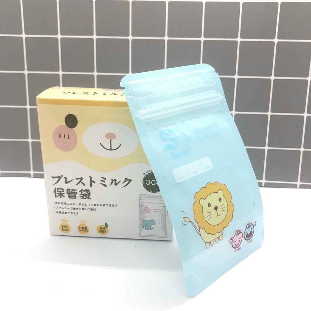 (Mẫu mới) Hộp 30 túi trữ sữa Sami 100ml cho bé yêu