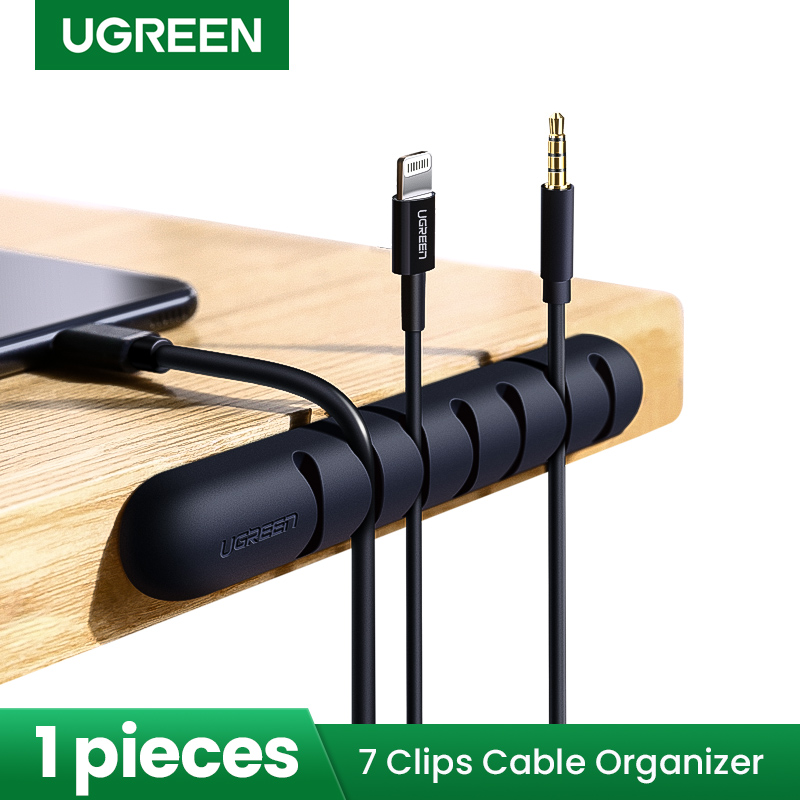 UGREEN 7 Clips Cable Organizer Silicone USB Cable Winder Flexible Cable Management Clips Cable Holder for Mouse Headphone Earphone