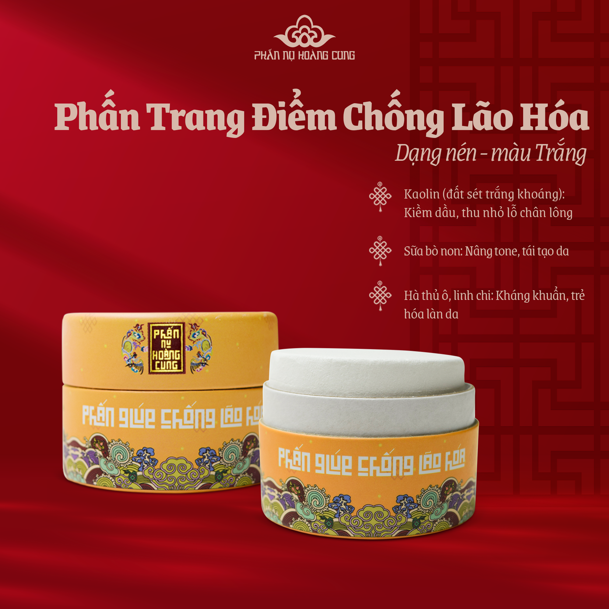 Phấn trang điểm Phân Nụ Hoàng Cung màu trắng nén tròn