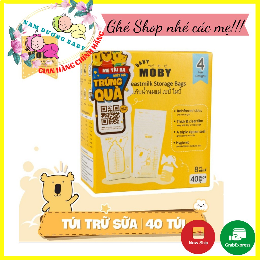 Túi trữ sữa Moby Thái Lan hộp 40 túi