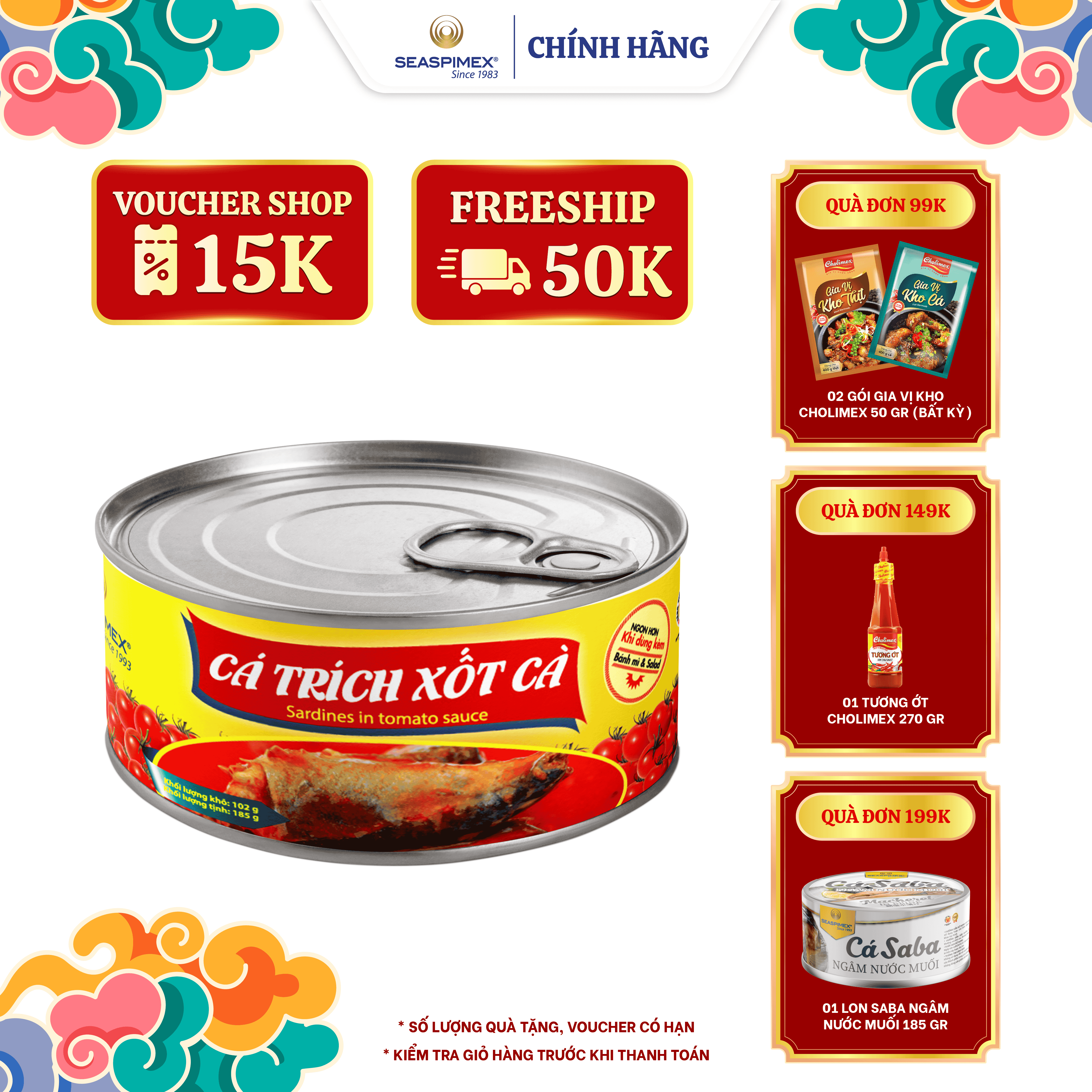 Cá Trích Xốt Cà SEASPIMEX 185gr