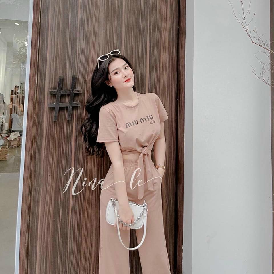 SÉT BỘ CROPTOP TICI NƠ CỘT EO CÁ TÍNH,