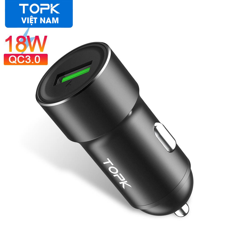 Tẩu sạc xe hơi topk g102q usb 3.0, sạc nhanh qc3.0 cho iphone, samsung, xiaomi, huawei,... - phân phối bởi topk việt nam