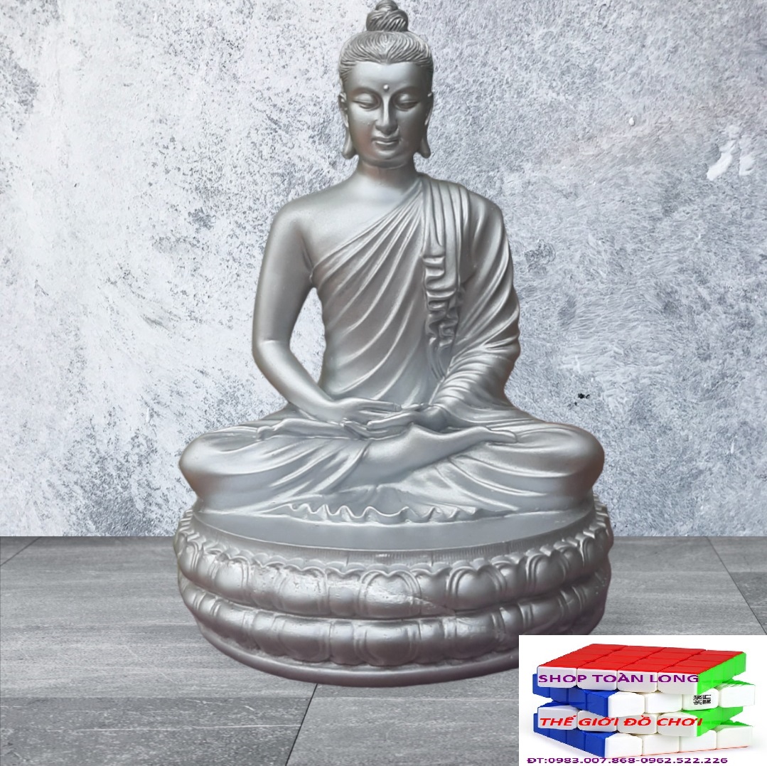 Tượng phật bổn sư thích ca mâu ni, phật đức thích ca cao 34cm ngồi tòa sen trang trí nhà cửa thờ phật, cây cảnh, bể cá, sân vườn...