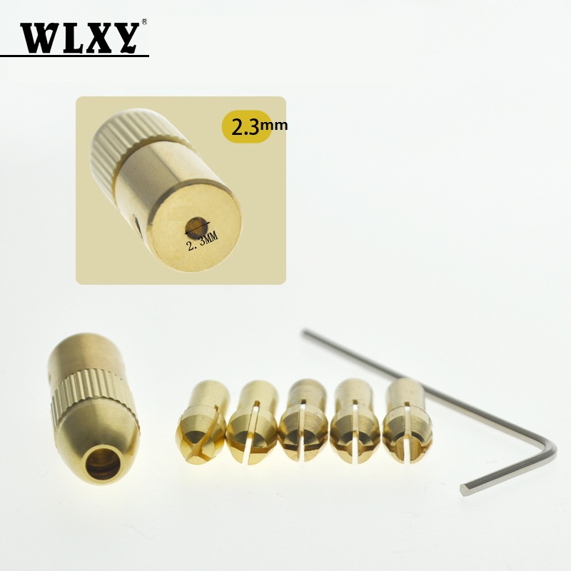 Bộ 5 đầu kẹp 0.5~3mm lắp đồ nghề kèm 1 đầu lắp vào motor (chọn Ø trục 2mm 2.3mm 5mm) chế khoan mini (DO156 DO074 DO155) - Luân Air Models