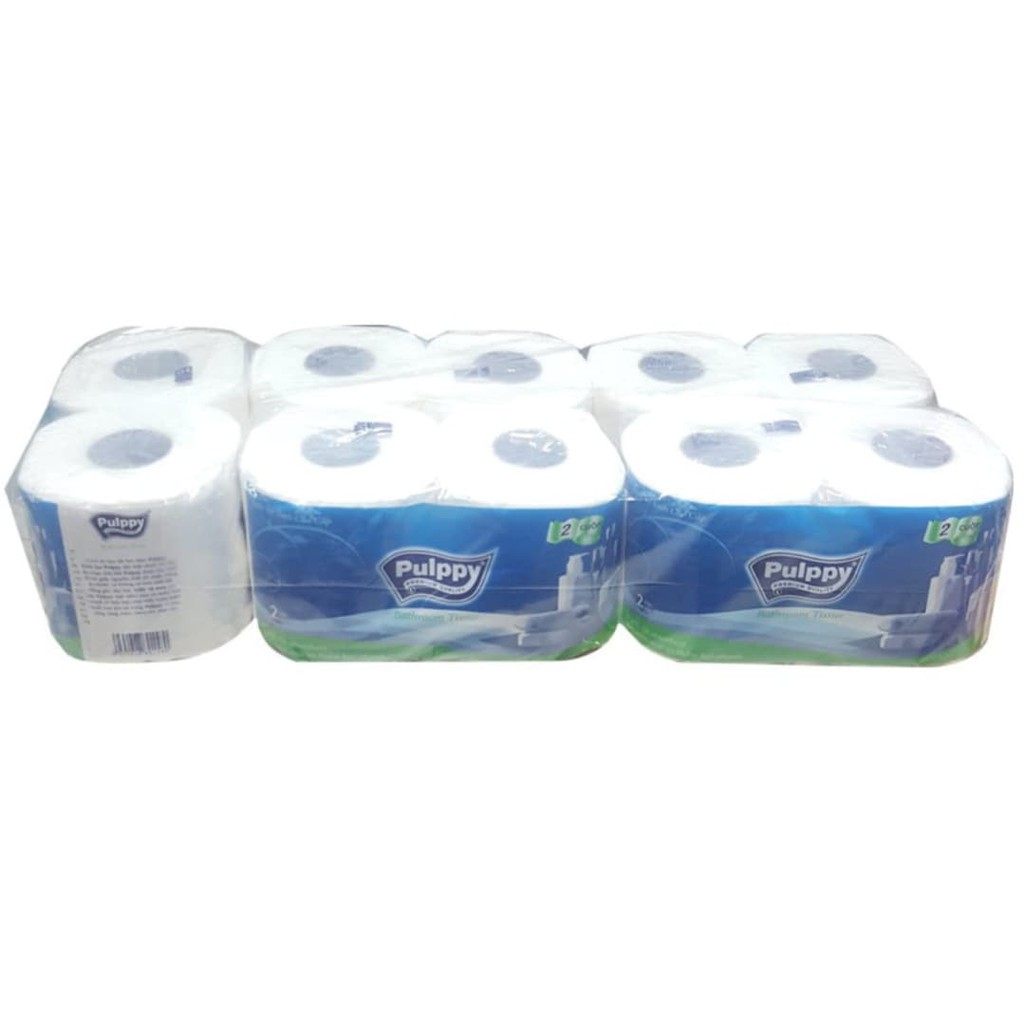 1 lốc 10 cuộn giấy vệ sinh cao cấp PULPPY-thương hiệu HONGKONG-2 lớp