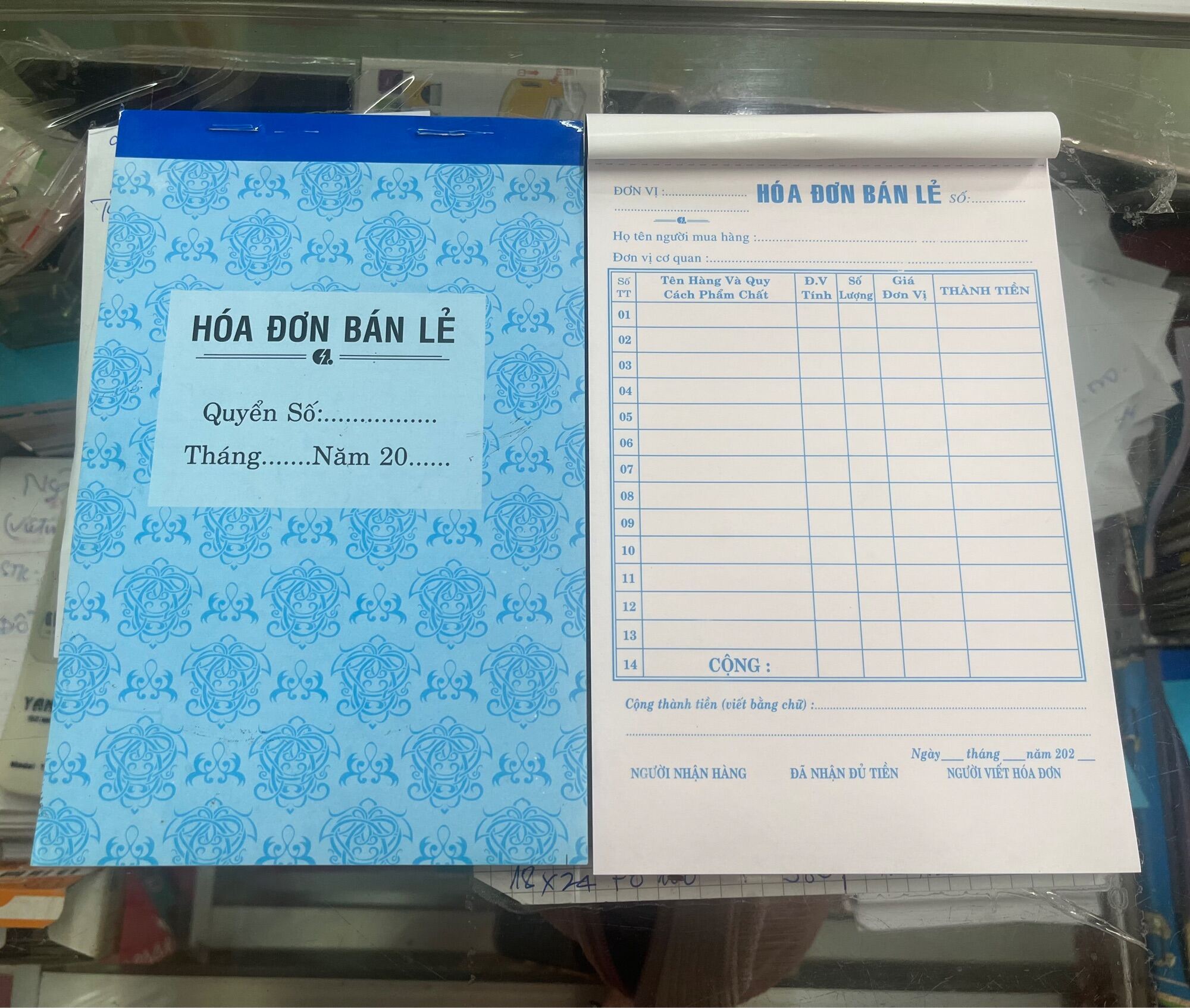Hoá đơn bán lẻ 2 liên 50 bộ 100 tờ khổ12.5x19.8