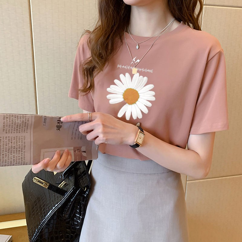 Áo thun hoa cúc hàn quốc nữ