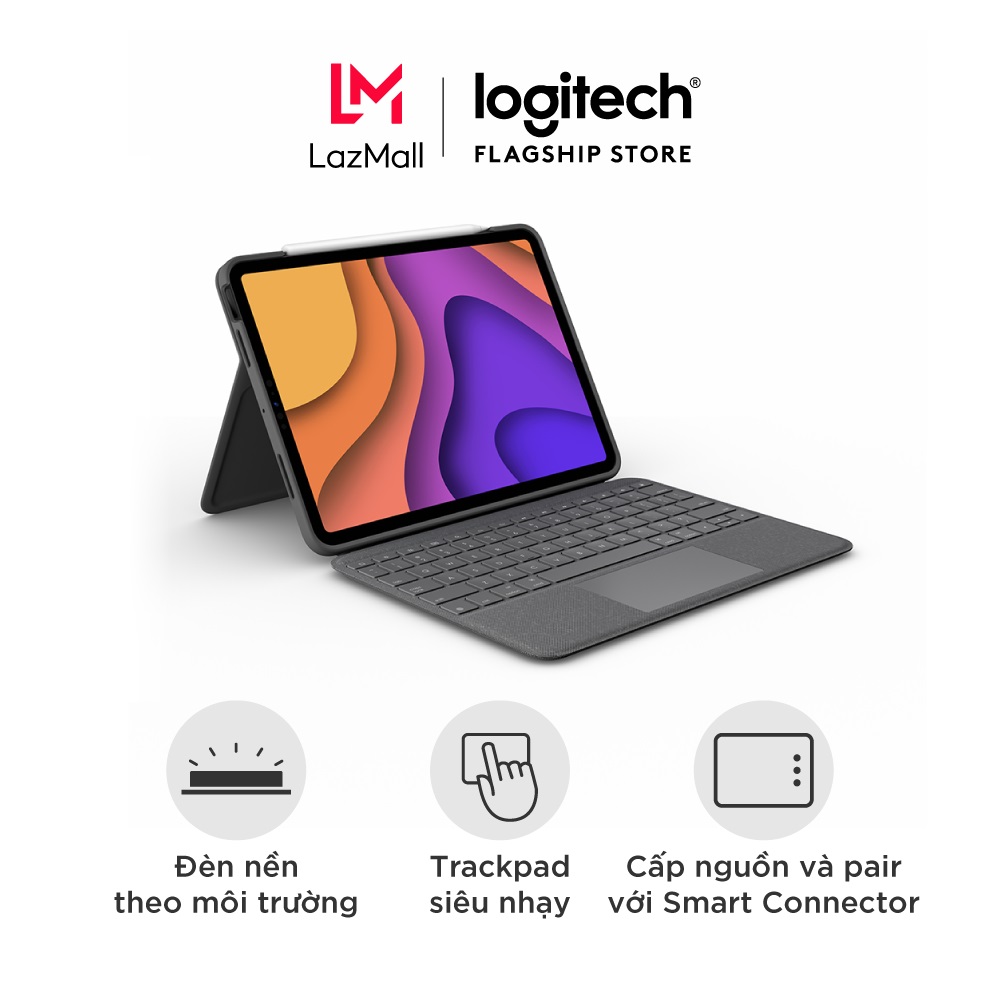 Bao da kèm bàn phím Logitech Folio Touch dành cho iPad Air 4 - Bảo hành 12 tháng