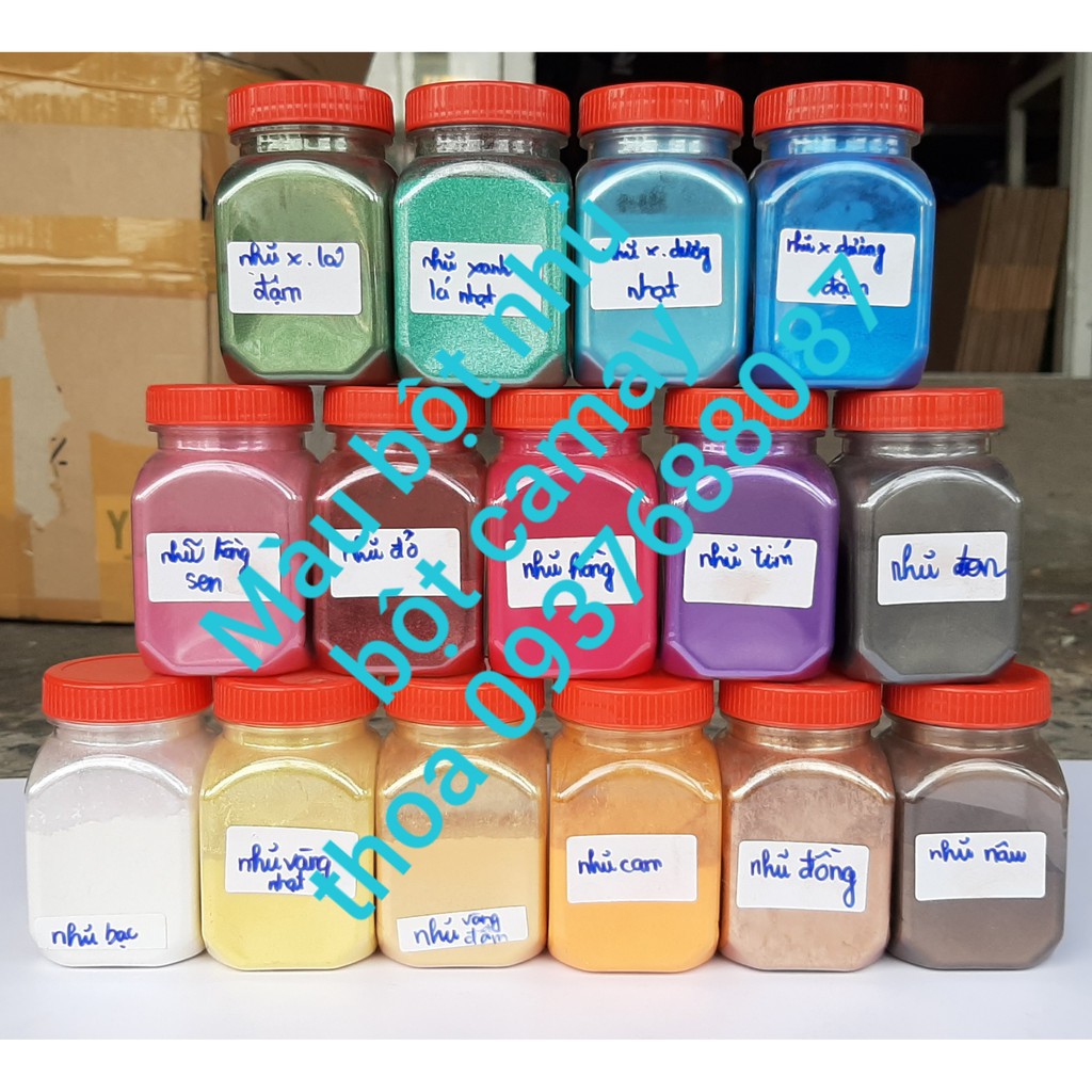 Màu bột nhũ bán lẻ hủ 50gam, bột màu camay bán lẻ 50gam kèm hủ-Dụng cụ vẽ