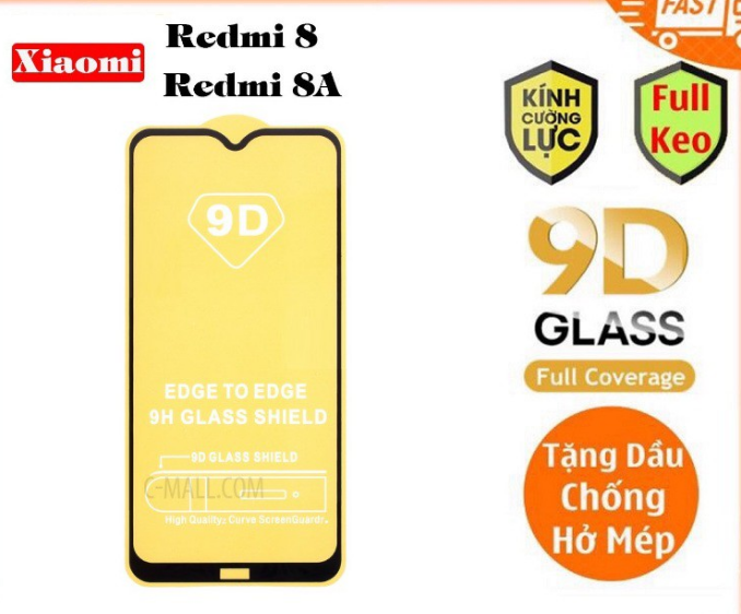 Kính cường lực xiaomi redmi 8/8a full màn hinh 9d