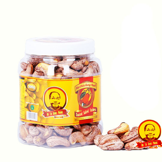 Hạt Điều Vỏ Lụa rang muối hộp 500g - Bà Tư Bình Phước