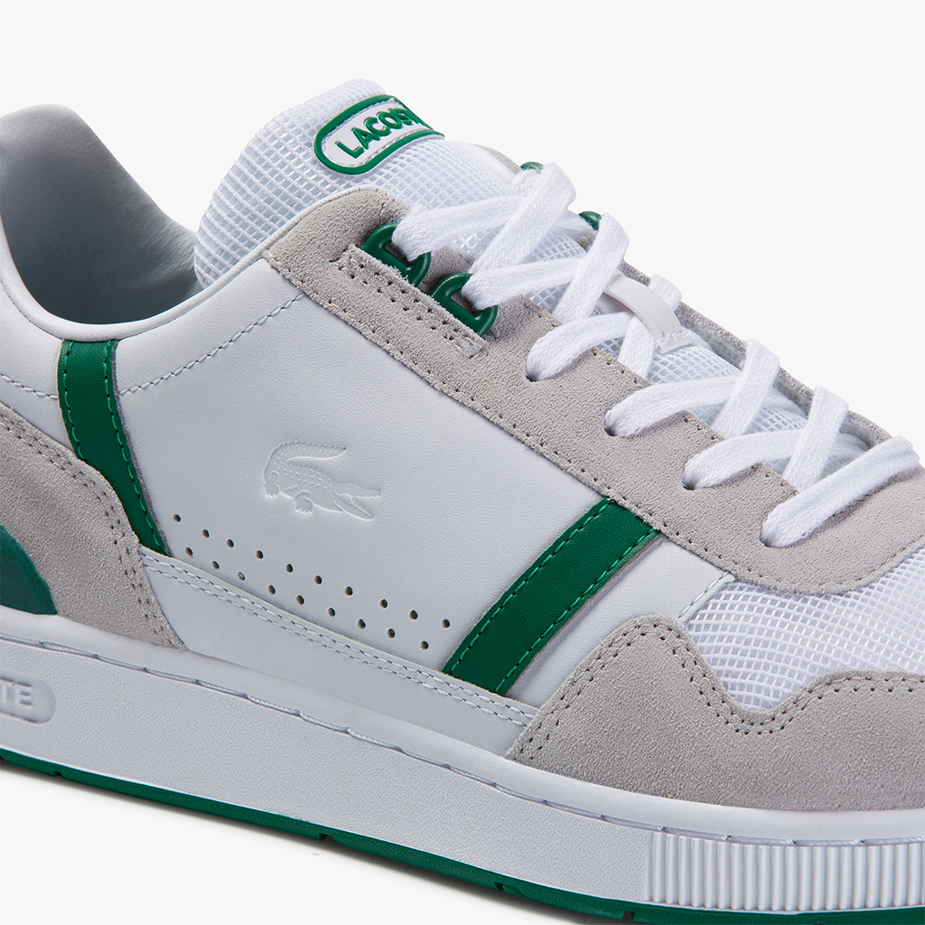 [FreeshipMAX] Giày Lacoste T-Clip Leather and Suede (Trắng/Xanh)