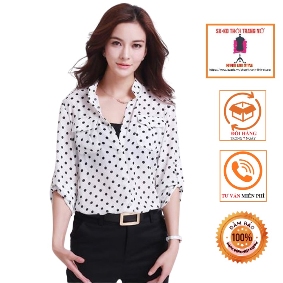 [4.4 Hoàn tiền 15%][HCM]SƠ MI CHẤM BI PHỐI TÚI CÁ TÍNH - AO005