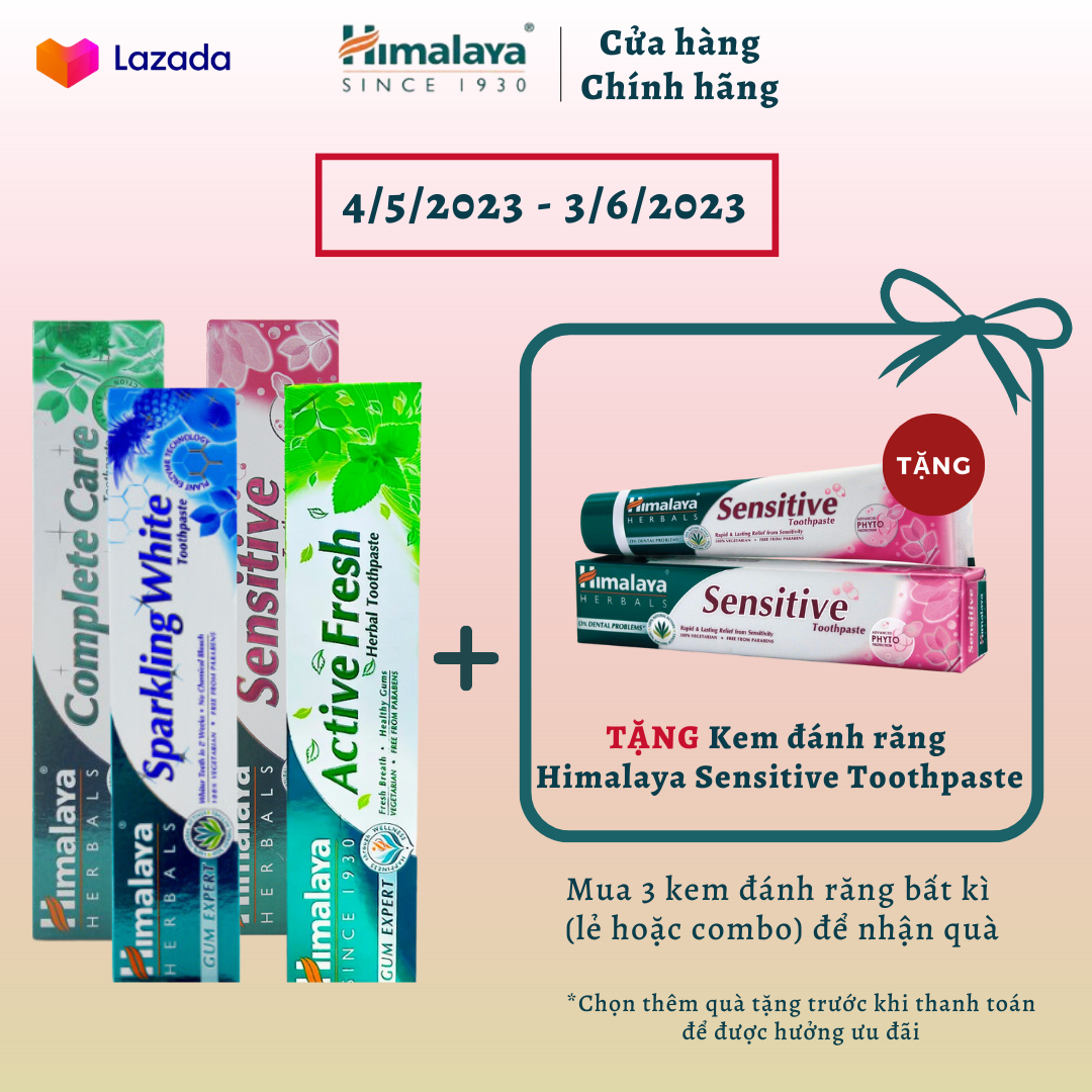 Kem đánh răng thảo mộc giúp làm trắng răng Himalaya Sparkling White Toothpaste 100g