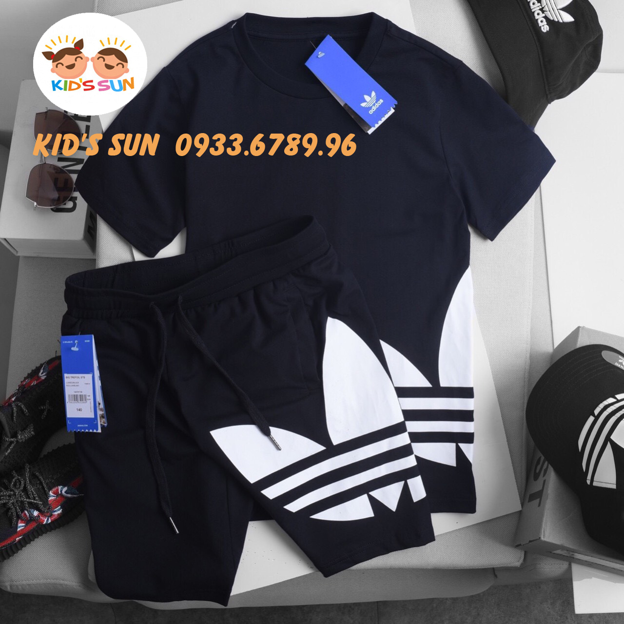 BỘ ADIDAS BASSIC ĐEN CHO BÉ TRAI BÉ GÁI
