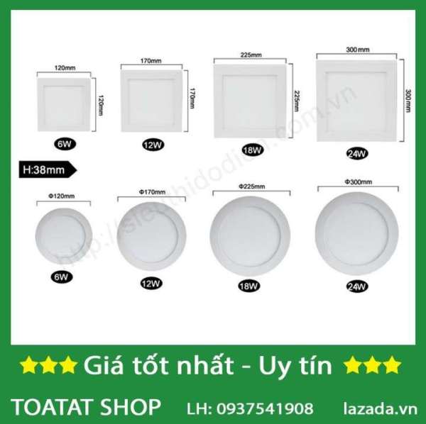 Combo 16 đèn âm trần 12W (8T,8V) + 1 Đèn 18W + 2 đèn pin 4110+ 2chui cảm ứng + 2 bóng vàng 20w