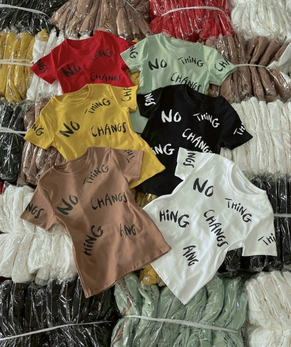Áo thun cổ tròn body in chữ nothingchange dễ phối đồ ttsla0538