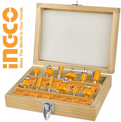 Bộ 12 mũi phay gỗ 6mm INGCO AKRT12141