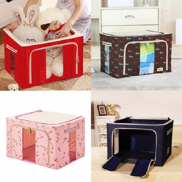 Tủ vải khung sắt, đựng quần áo khung sắt-túi đựng quần áo chăn màn - Tủ Vải Khung Thép, Quần Áo Gấp Gọn ( không gian đẹp)