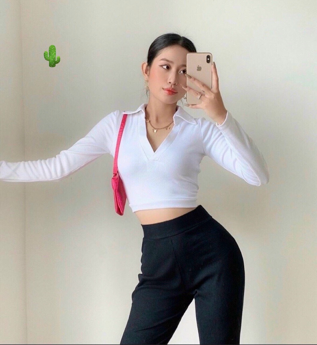 ÁO THUN TAY DÀI HỞ LƯNG CỘT DÂY CROPTOP LỬNG PC