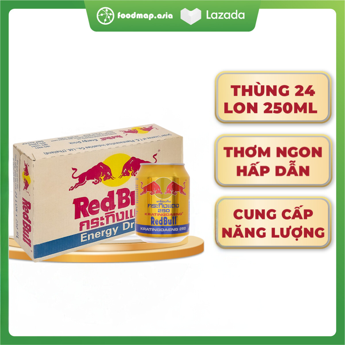 Nước tăng lực redbull bò húc việt - lon 250ml - foodmap