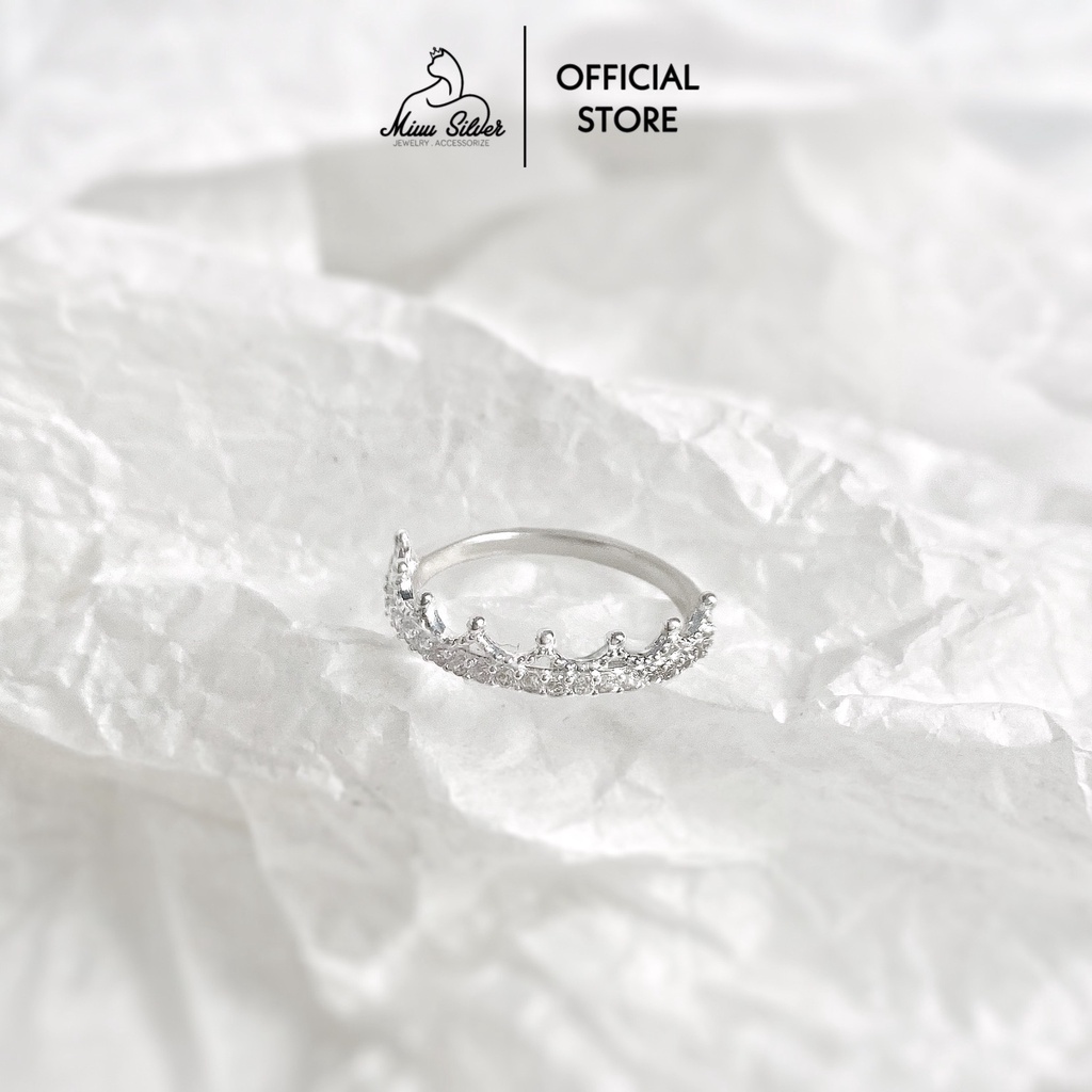Nhẫn bạc nữ Miuu Silver vương miện đính đá Tiara Ring
