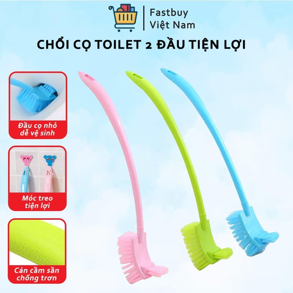 Chổi cọ toliet 2 đầu thông minh  thiết kế nhỏ gọn, lông chổi mềm, nhuyễn càng làm tăng khả năng làm sạch bụi bẩn