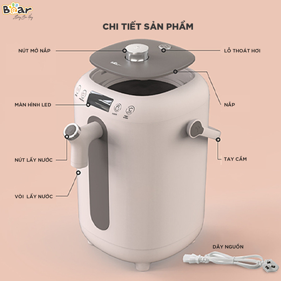 Bình thủy điện thông minh 3L Bear KE-B30V1