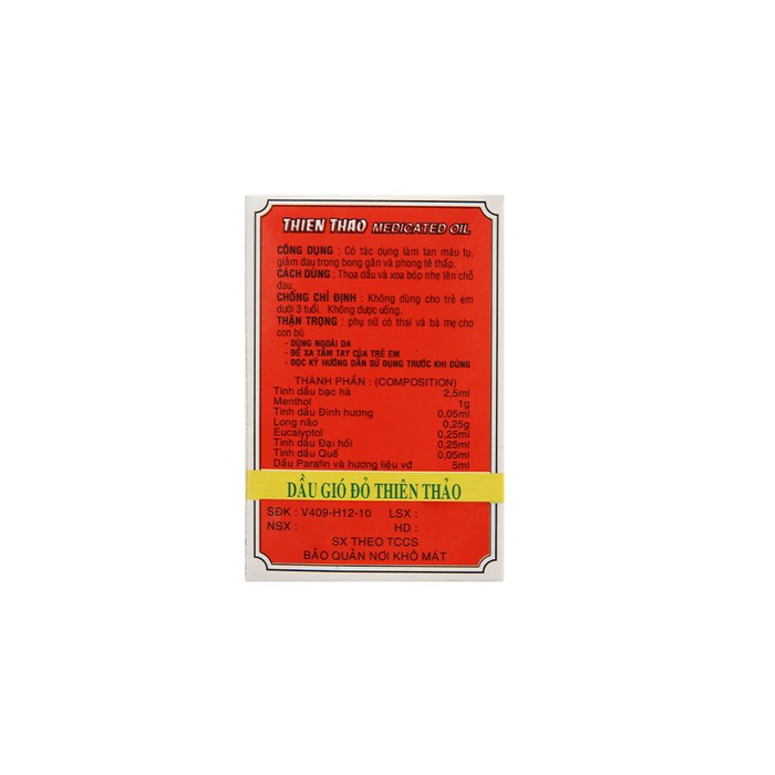 Dầu Gió Đỏ Thiên Thảo Trường Sơn Chai 5Ml (12 Chai X 5Ml)