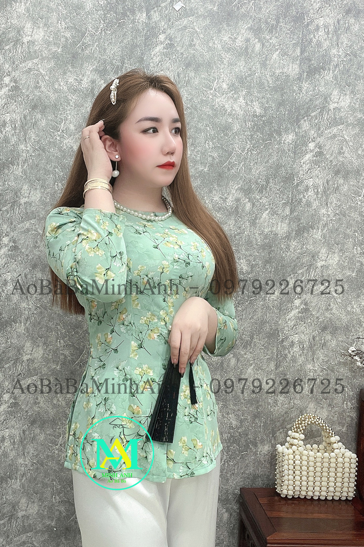 ÁO BÀ BA DÂY KÉO HOA GIÓ + QUẦN