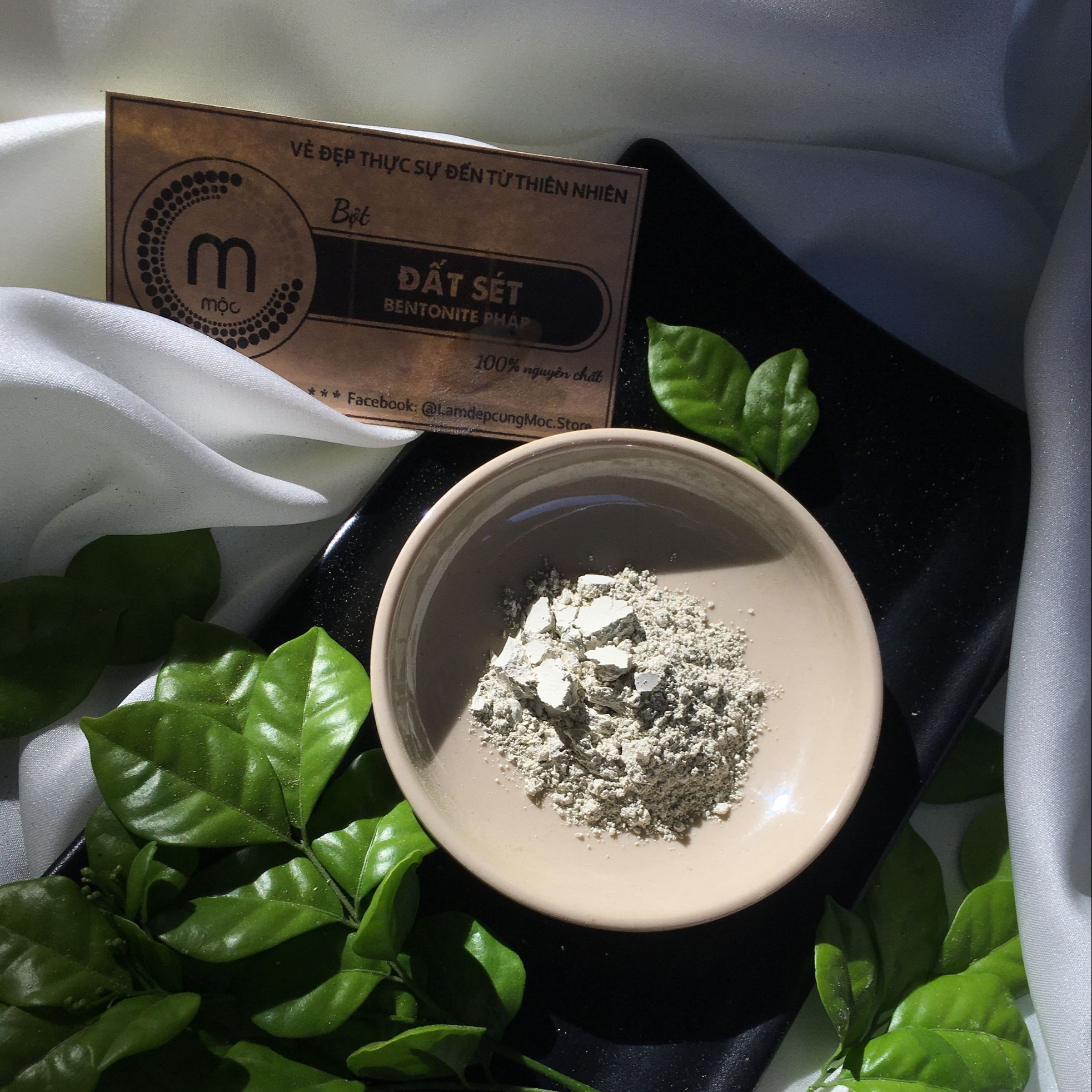 Bột Đất Sét Bentonite Pháp thiên nhiên MỘC đắp mặt nạ nguyên chất giảm mụn làm sạch sâu thải độc túi dùng thử 10g và 30g