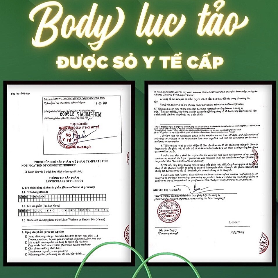 [Chính Hãng] KEM BODY TẢO LỤC SOO YOUNG HÀN