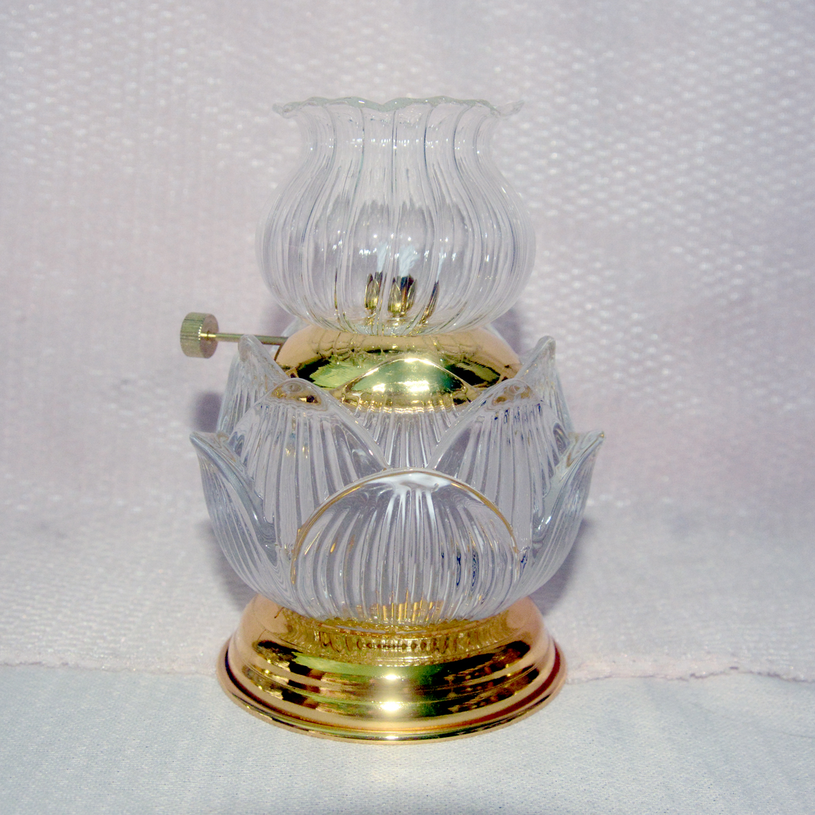 [HCM]Đèn dầu hoa sen trắng trong suốt thờ cúng bàn thờ