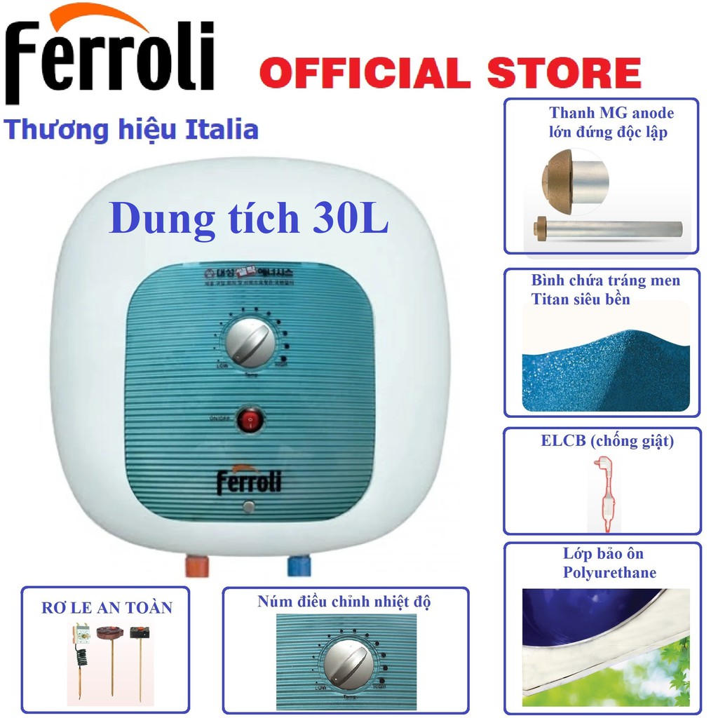 Bình nước nóng Ferroli CUBO (30L)