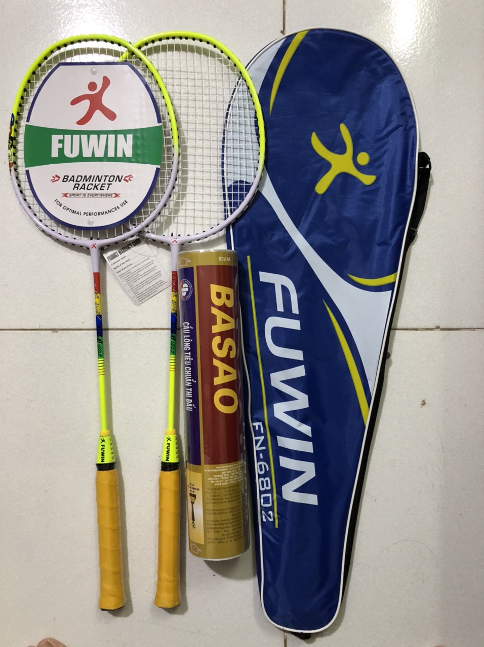 Combo 2 Cây Vợt Cầu Lông FuWin + Cầu Ba Sao [Hàng Chuẩn 365]