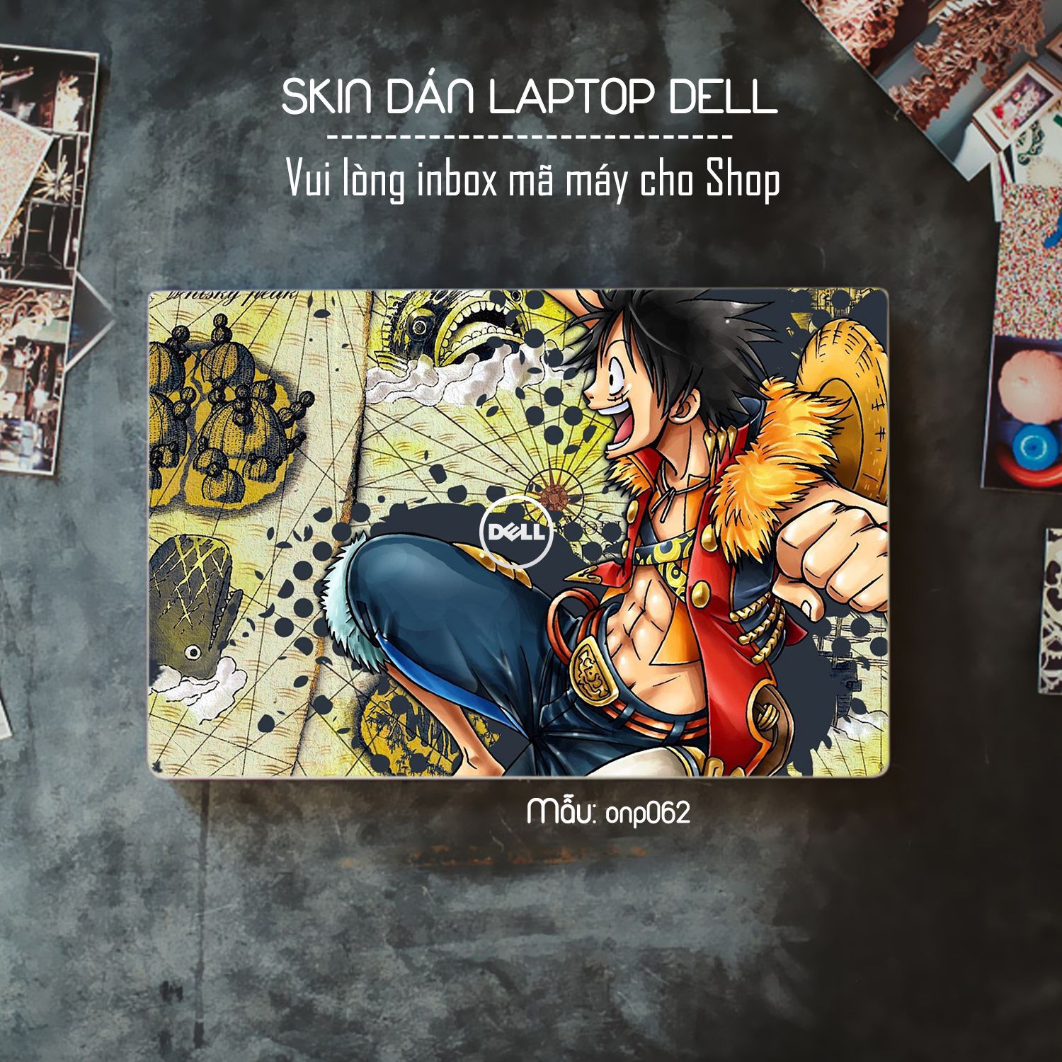 Decal Skin dán Laptop Dell mẫu One Piece (inbox mã máy cho shop)