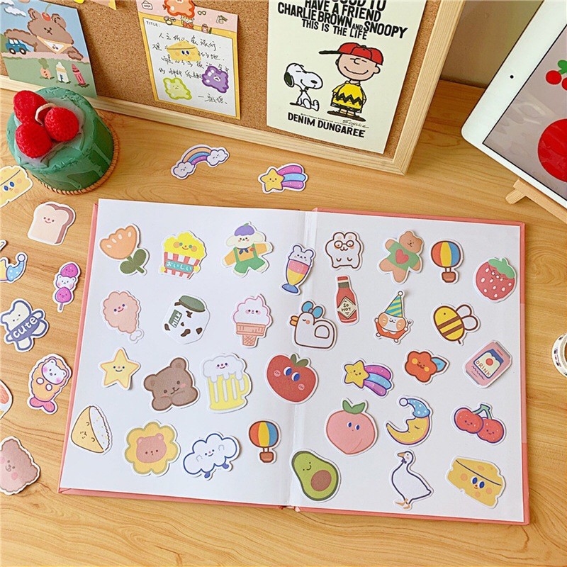 Set sticker hoạt hình chibi đáng yêu trang trí sổ